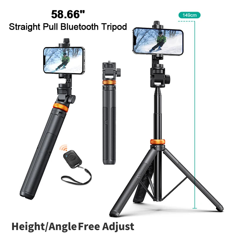 1.49M Tripod Stand for Camera and Phone Action Camera Light 58.66" with 1/4 Screw Universal Video Shooting Holder Bracket